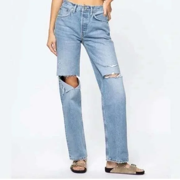 Re/Done 90s Comfy Jean Distressed Ripped Sunfaded Destroy Baggy Size 23 NWT - Picture 1 of 13